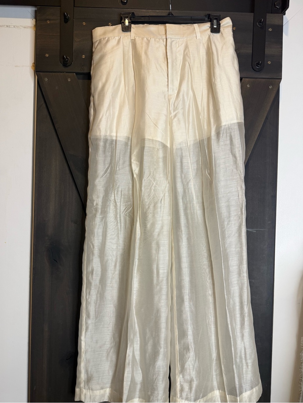 H&M Edition Cream Chiffon Wide-Leg Pants